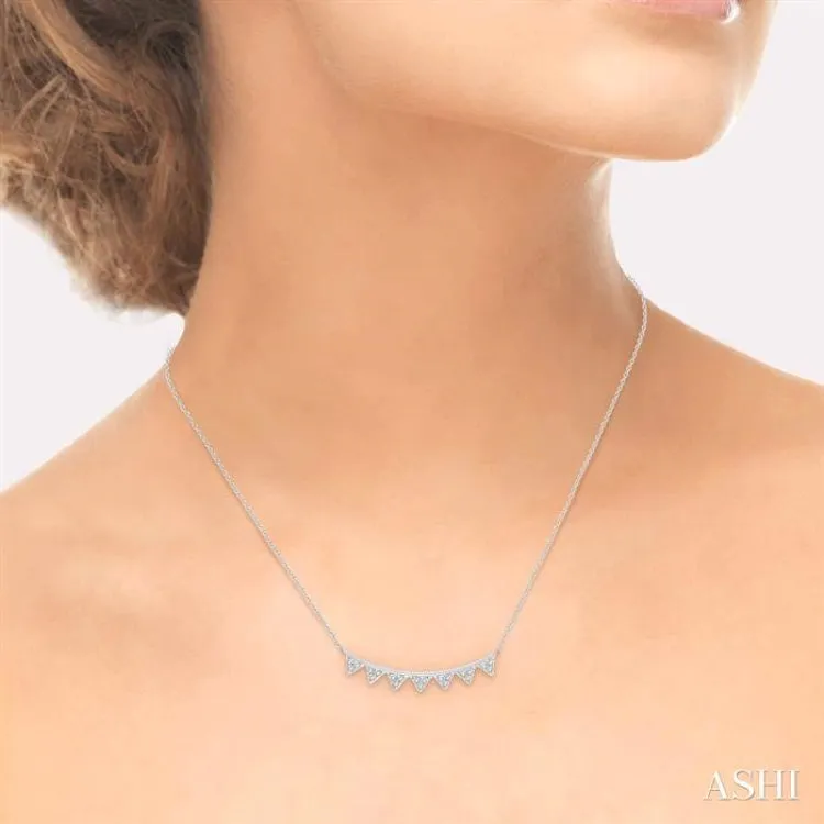 1/10 Ctw Triangle Row Round Cut Diamond Geometric Pendant With Link Chain in 10K White Gold