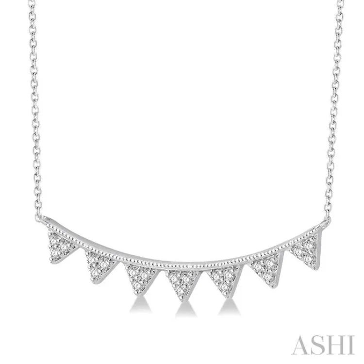 1/10 Ctw Triangle Row Round Cut Diamond Geometric Pendant With Link Chain in 10K White Gold