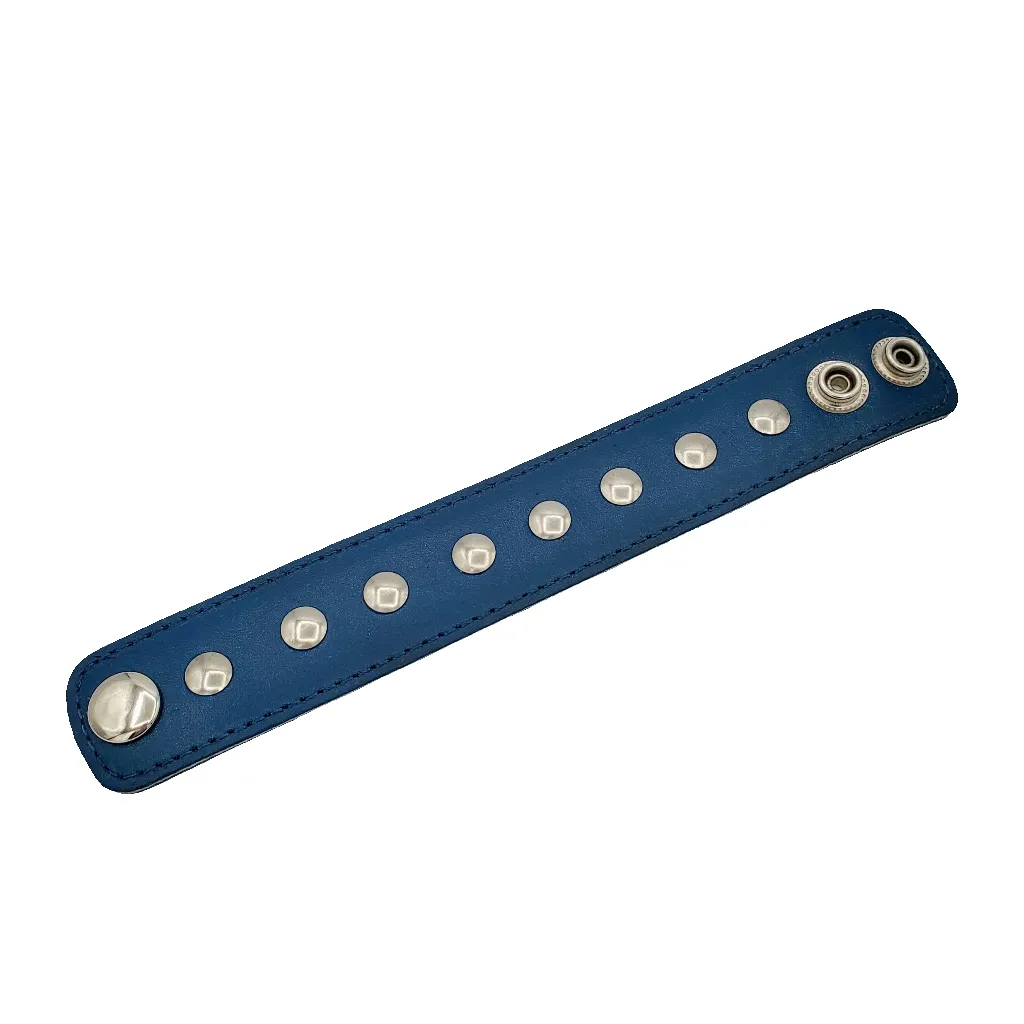 1/2” Riveted Blue Leather Cuff