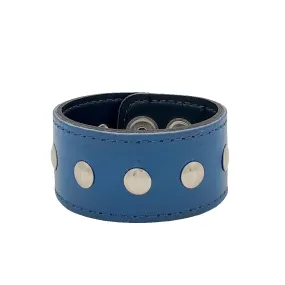 1/2” Riveted Blue Leather Cuff