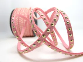 2 Yards 5mm Pink Gold Studded Faux Suede Leather Cord|Faux Leather String Jewelry Findings|Microfiber Craft Supplies|Accessories