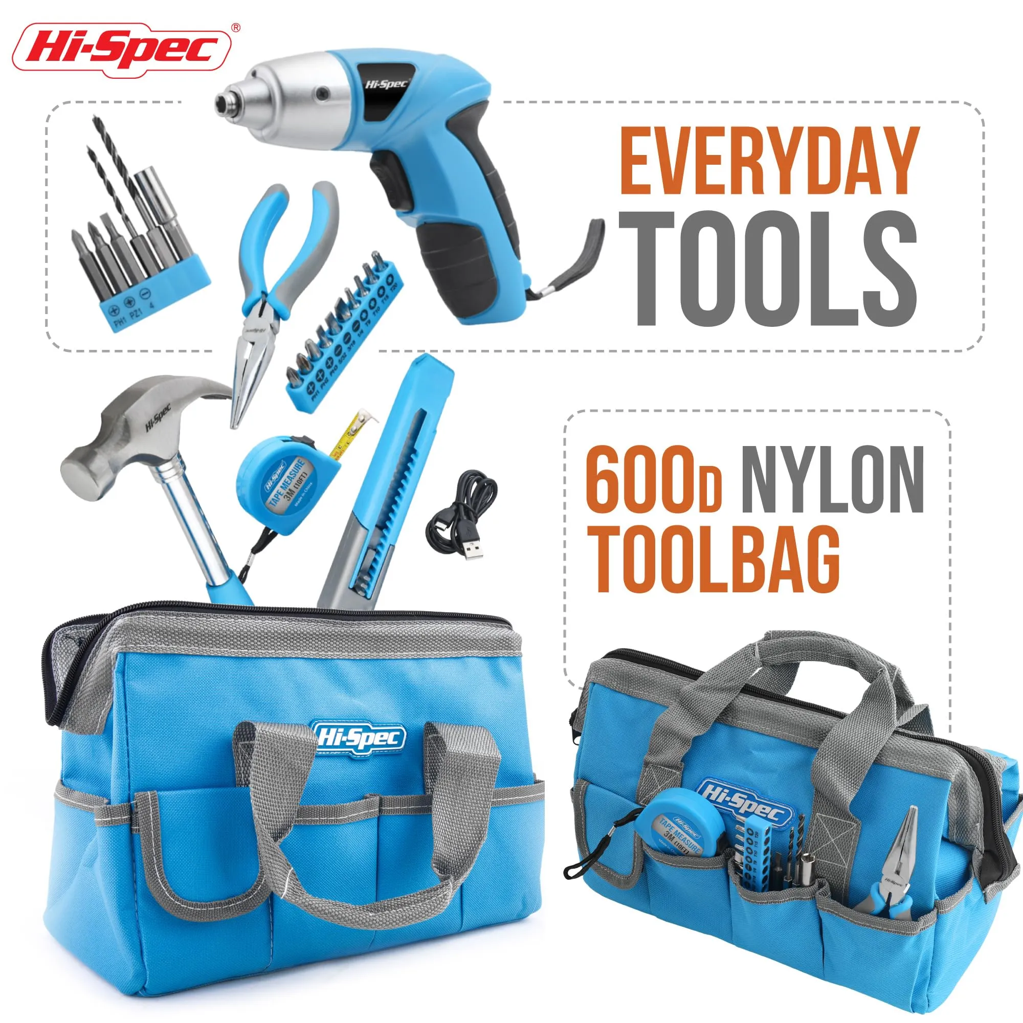 21pc Blue 3.6V USB Electric Power Screwdriver and Hand Tool Set. Get Started in Home and Office DIY
