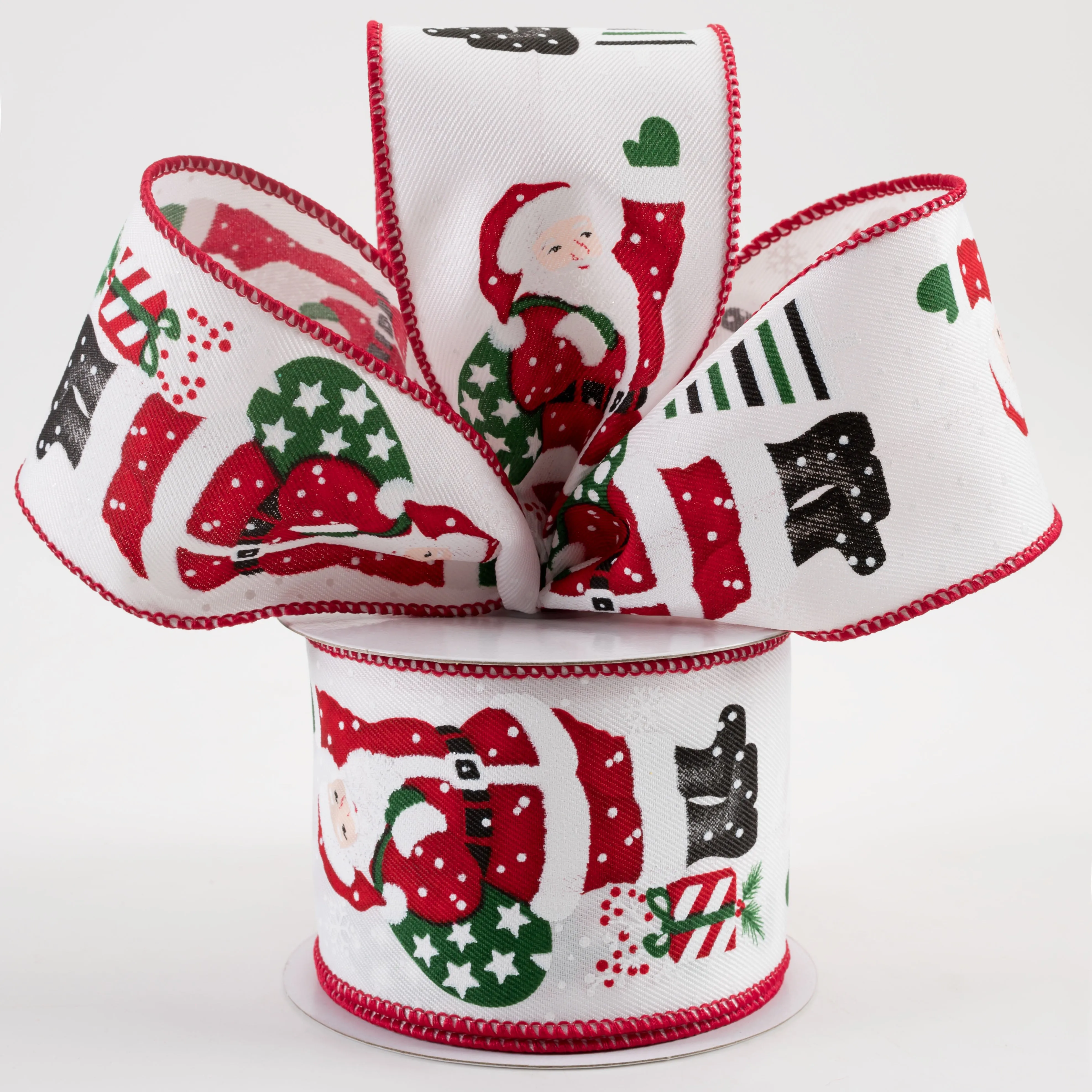2.5" Santa Presents Modern Tree Ribbon (10 Yards)