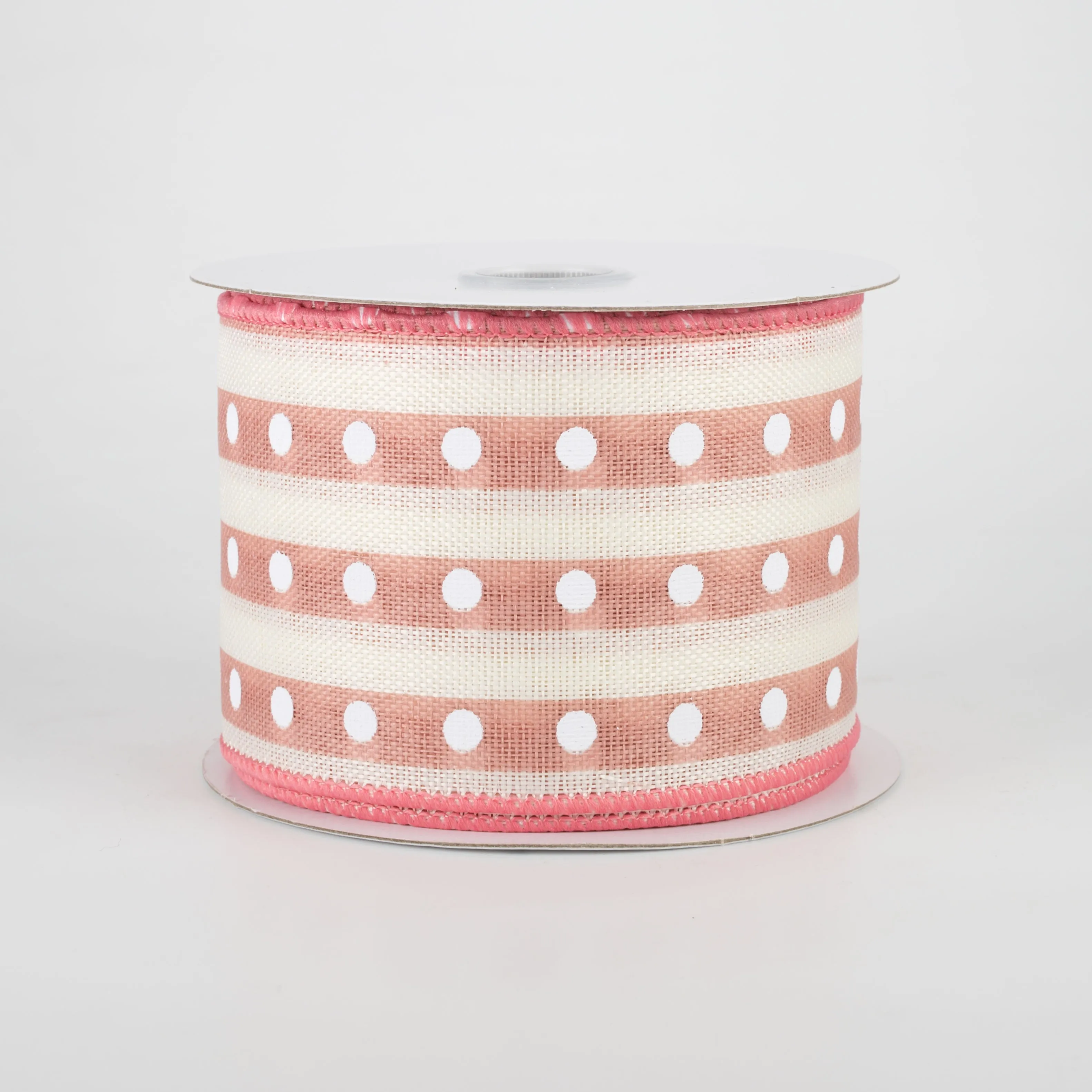 2.5" Studded Stripes Ribbon: Blush (10 Yards)