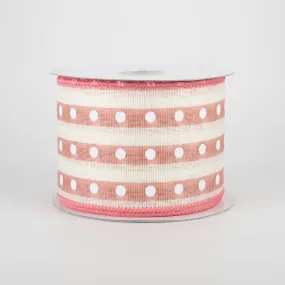 2.5" Studded Stripes Ribbon: Blush (10 Yards)