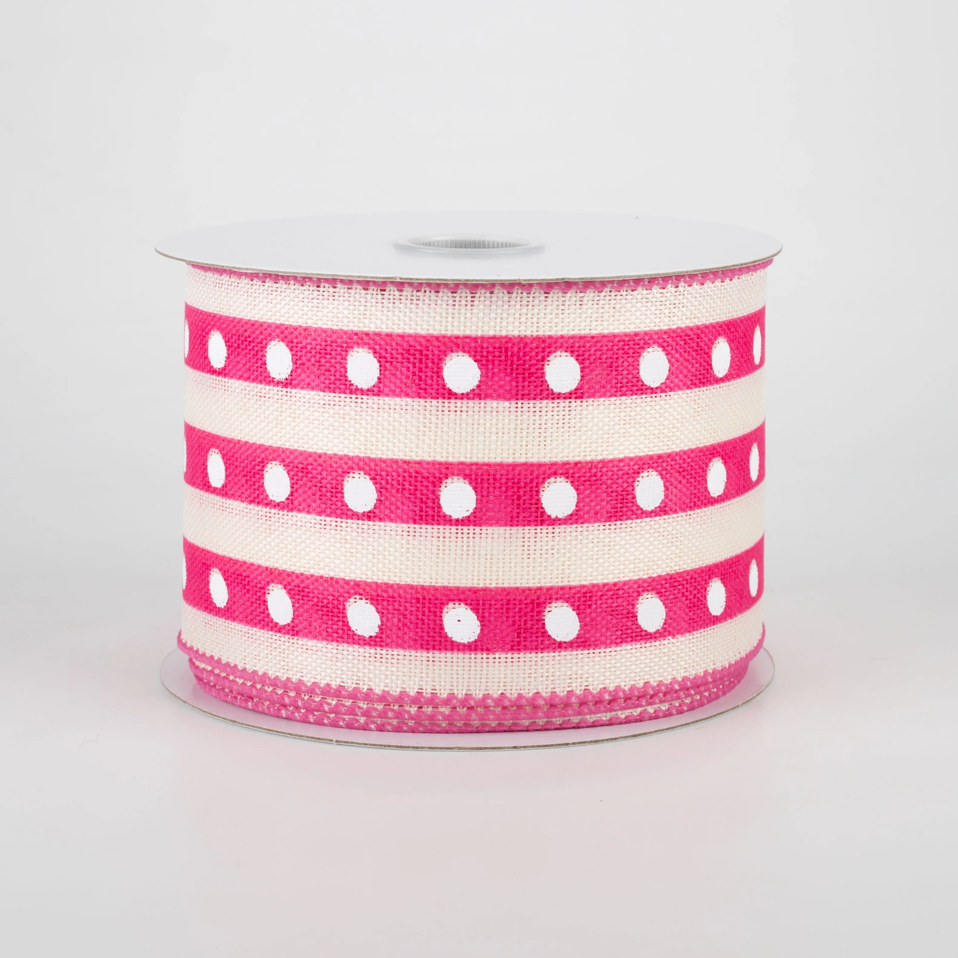 2.5" Studded Stripes Ribbon: Fuchsia (10 Yards)