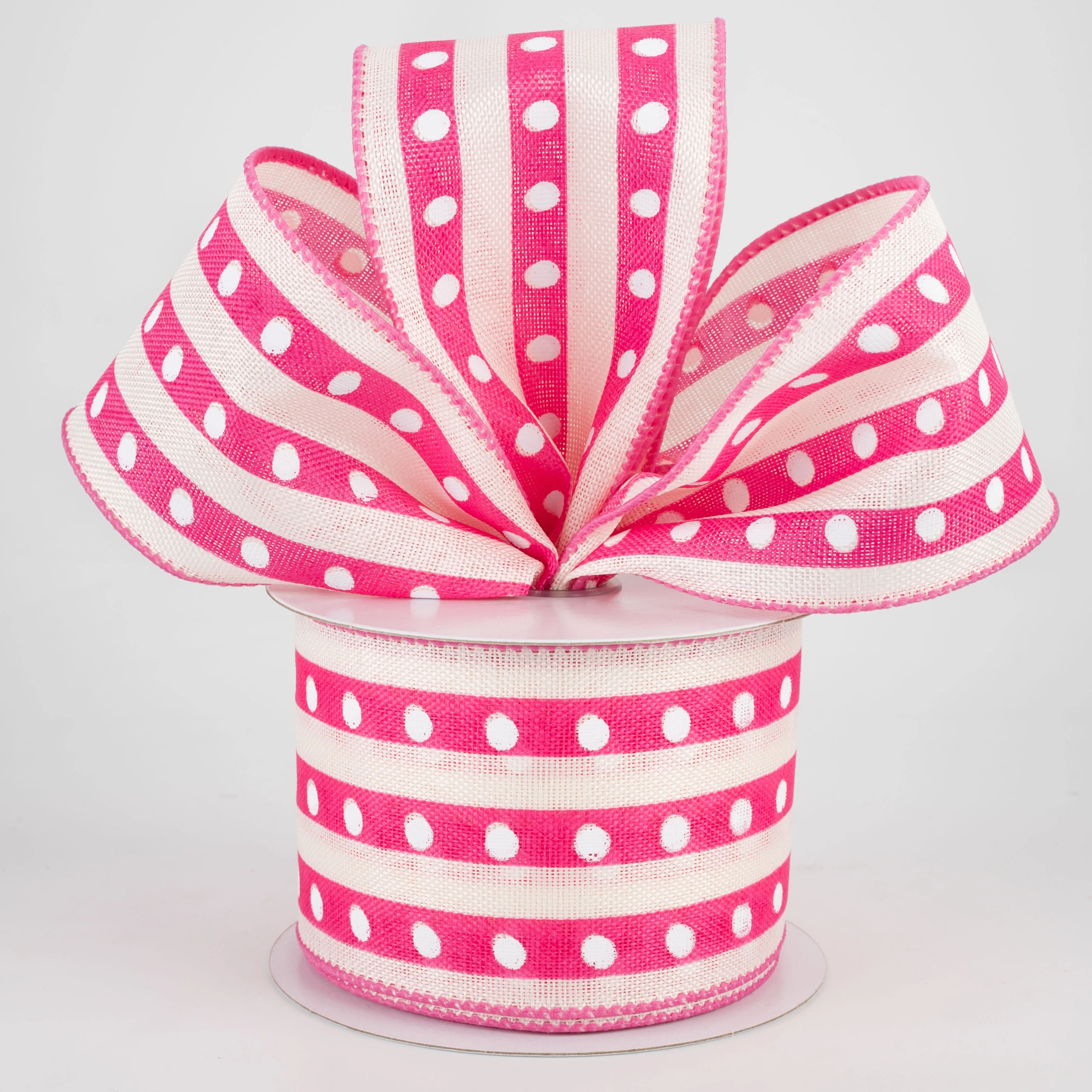 2.5" Studded Stripes Ribbon: Fuchsia (10 Yards)