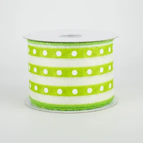 2.5" Studded Stripes Ribbon: Lime (10 Yards)