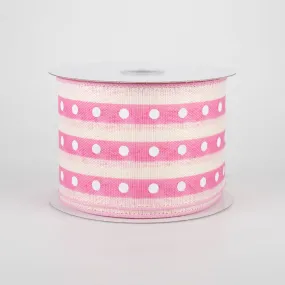 2.5" Studded Stripes Ribbon: Pink (10 Yards)