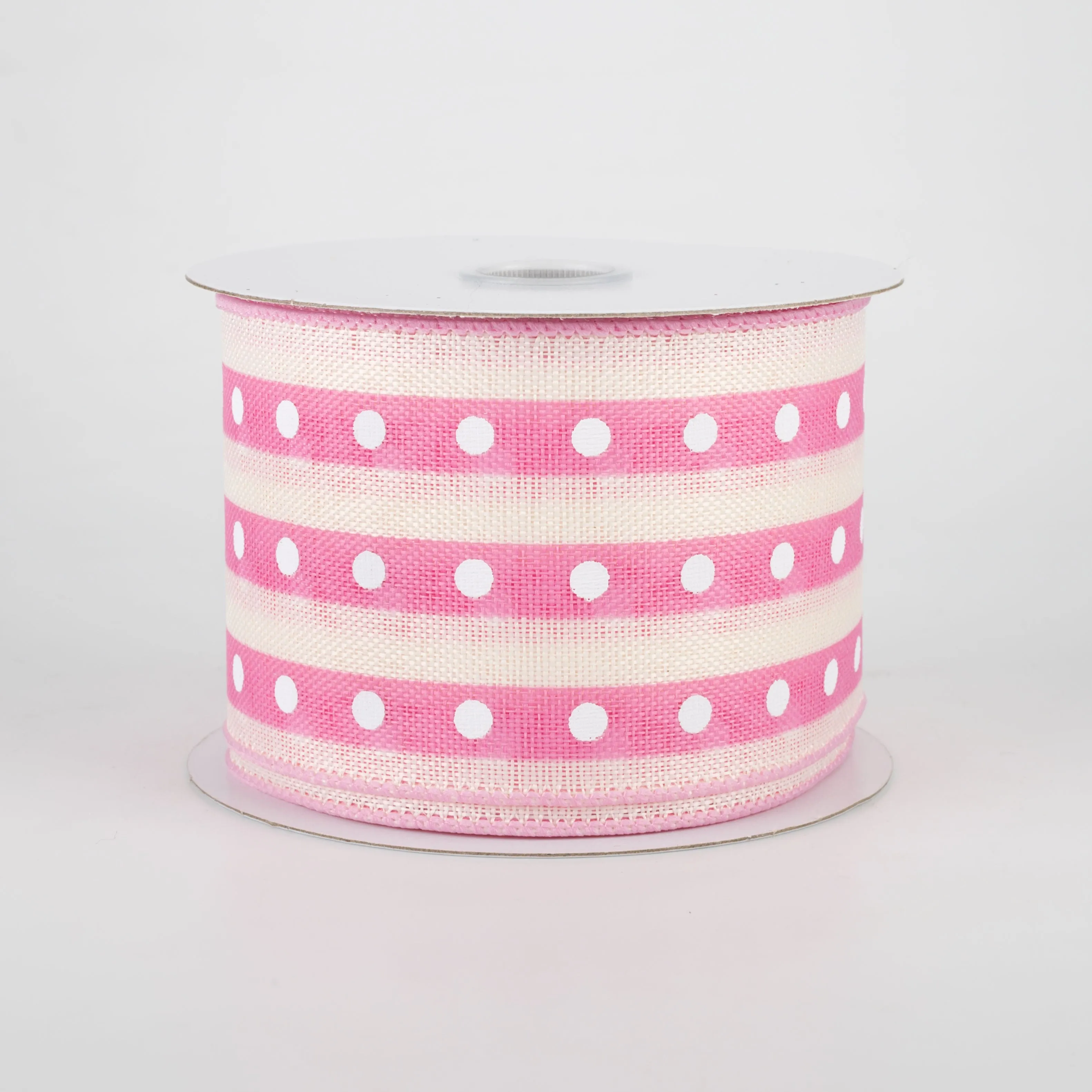 2.5" Studded Stripes Ribbon: Pink (10 Yards)