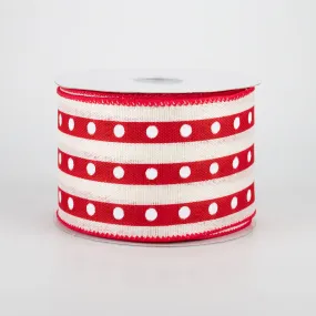 2.5" Studded Stripes Ribbon: Red (10 Yards)