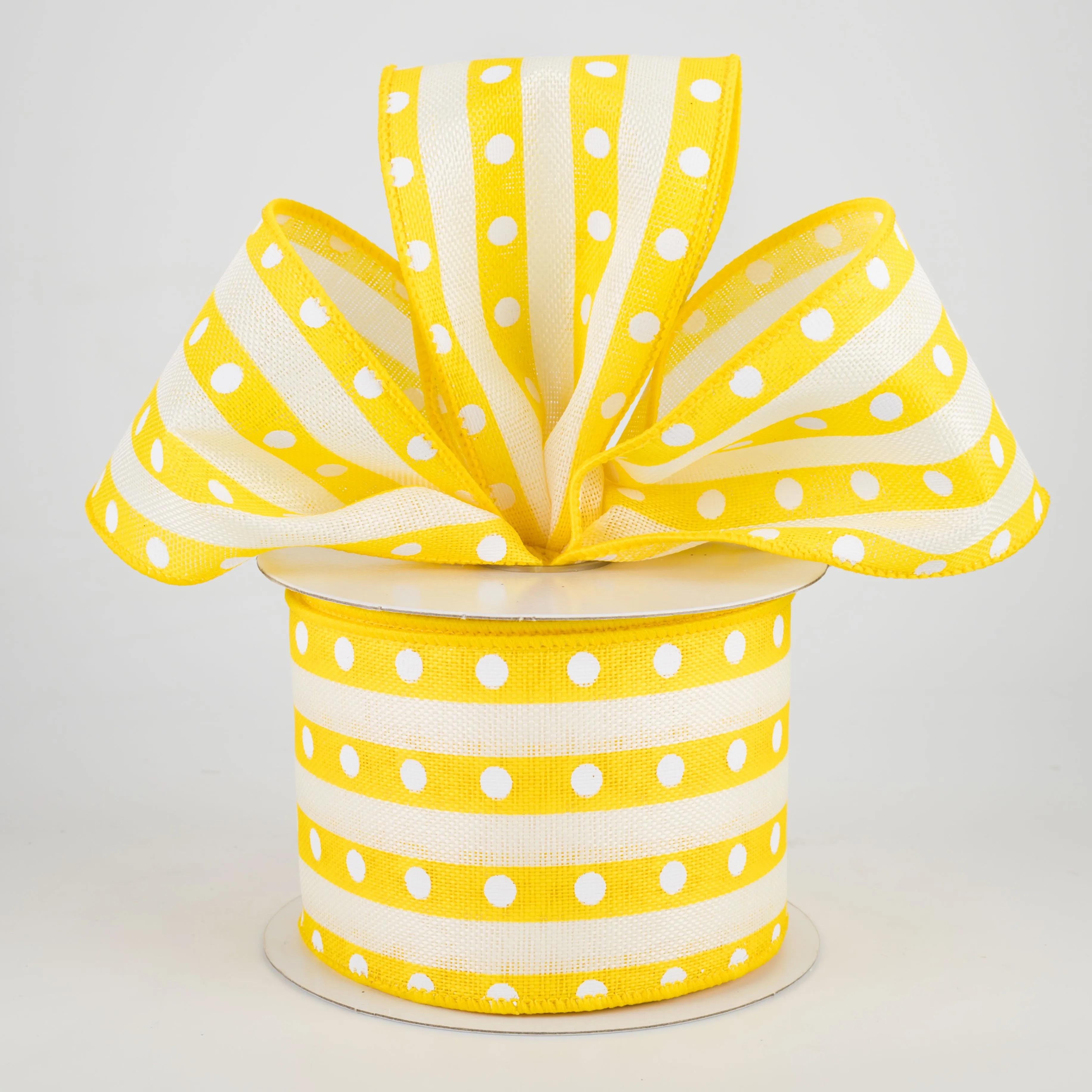2.5" Studded Stripes Ribbon: Yellow (10 Yards)