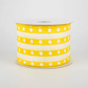 2.5" Studded Stripes Ribbon: Yellow (10 Yards)