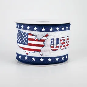 2.5" USA Outline Flag Ribbon (10 Yards)
