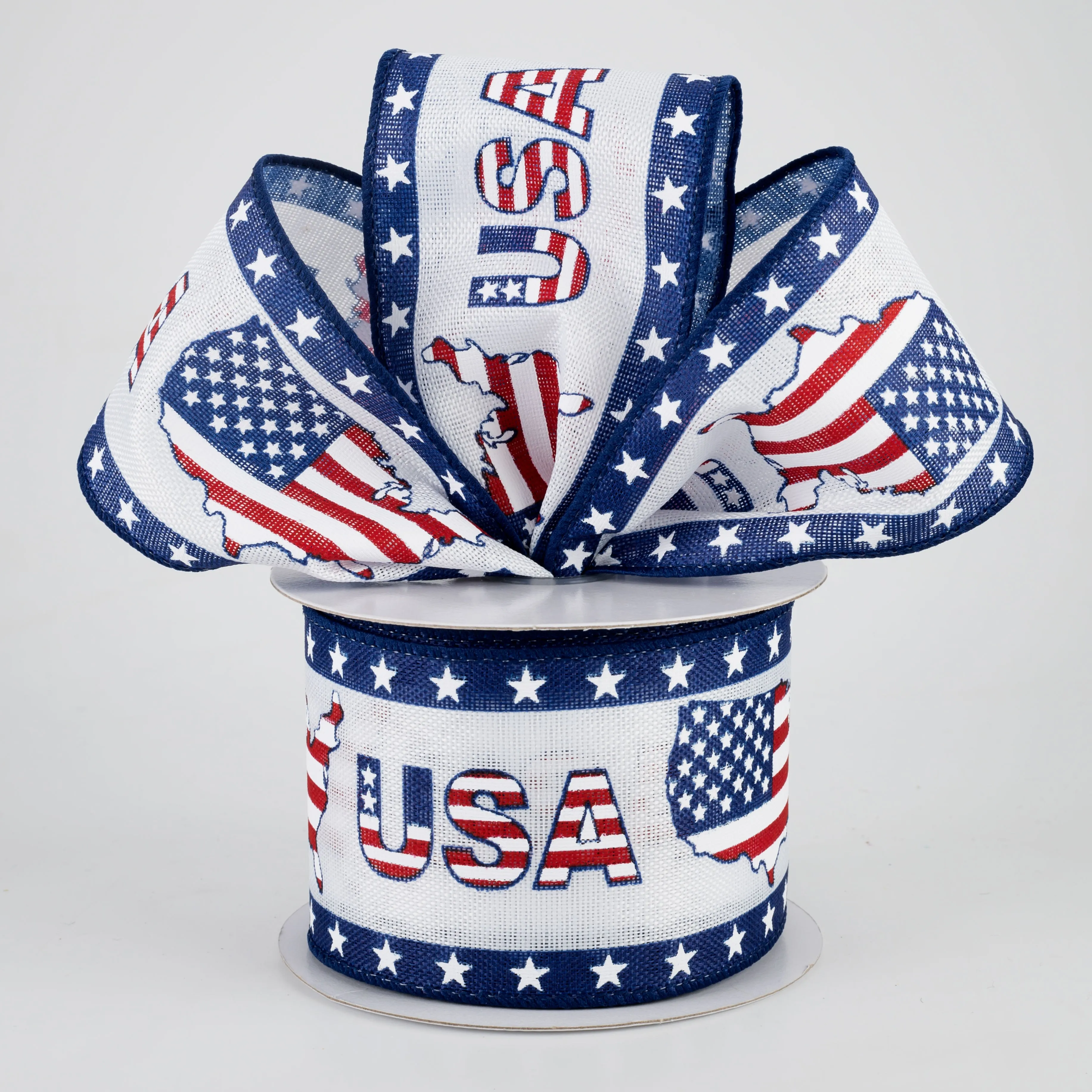 2.5" USA Outline Flag Ribbon (10 Yards)