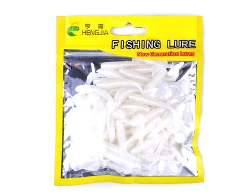 50 Pieces Bag T Tail Silicone Soft Bait Fishing