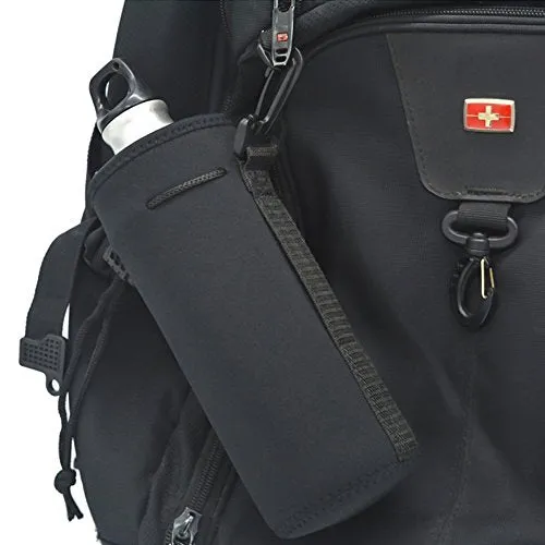Af-Wan Protable Neoprene Insulated Water Drink Bottle Cooler Carrier Cover Sleeve Tote Bag Pouch Holder Strap for Kid Children Women Men Biker Travel Cycling Climbing Sports(Black Black)