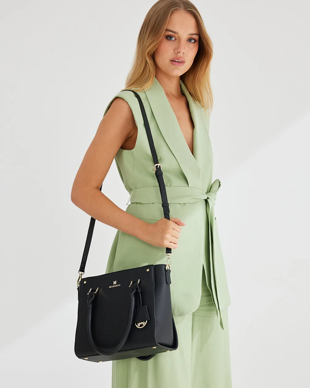 Angie Medium 3 Compartment Satchel Bag   Monogram Bag Strap