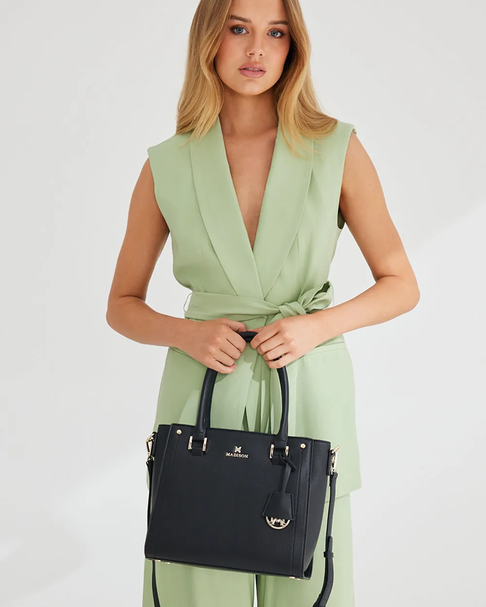 Angie Medium 3 Compartment Satchel Bag   Monogram Bag Strap