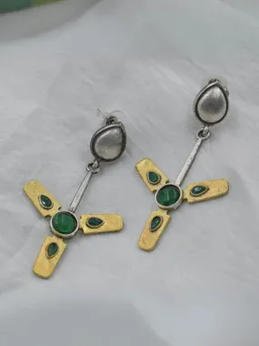 Antique Silver Pearl Studded Pankh Earrings