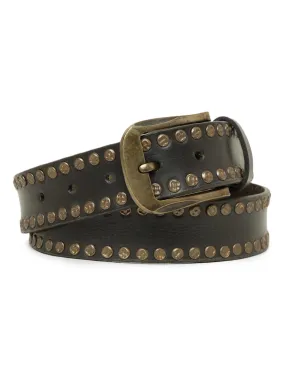 Art N Vintage Premium Black Genuine Leather Studded Men's Belt - Stylish & Durable