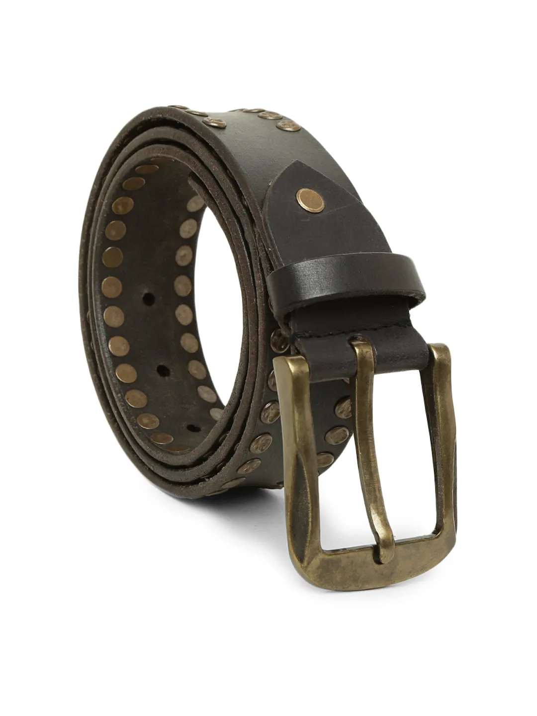 Art N Vintage Premium Black Genuine Leather Studded Men's Belt - Stylish & Durable