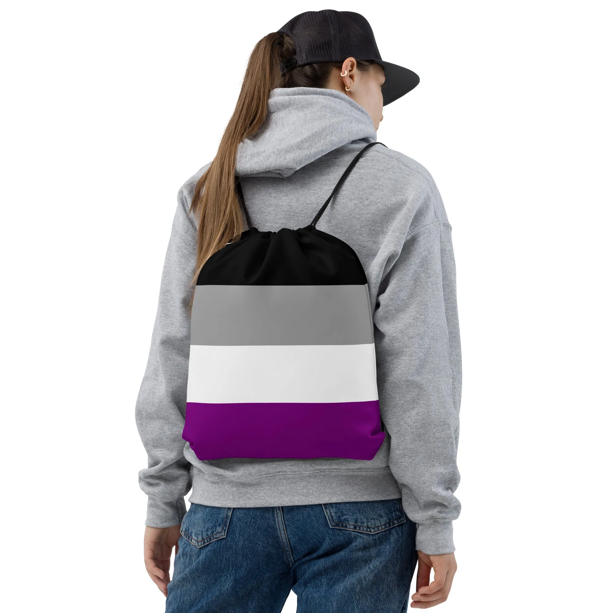 Asexual Pride Flag Drawstring Bag