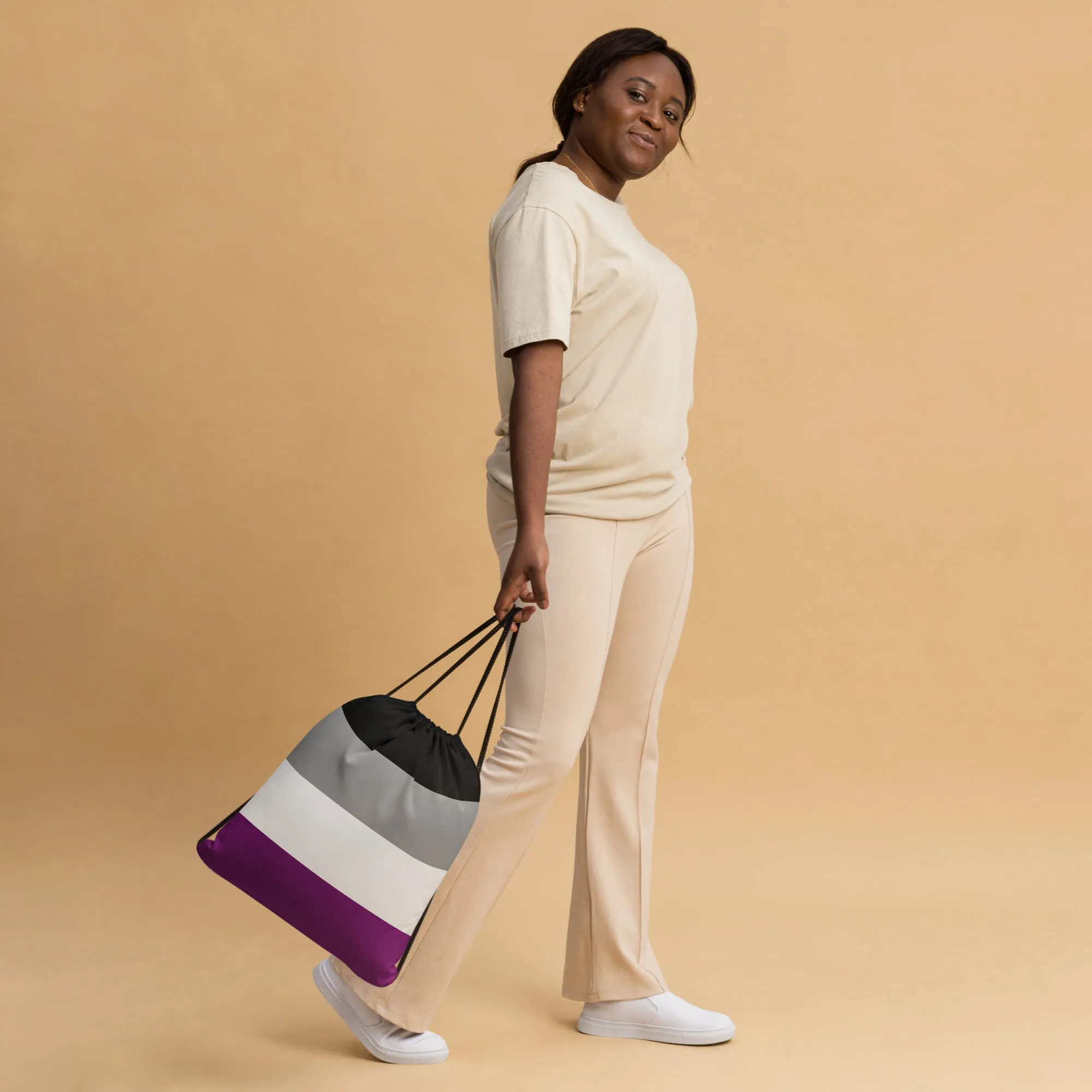 Asexual Pride Flag Drawstring Bag