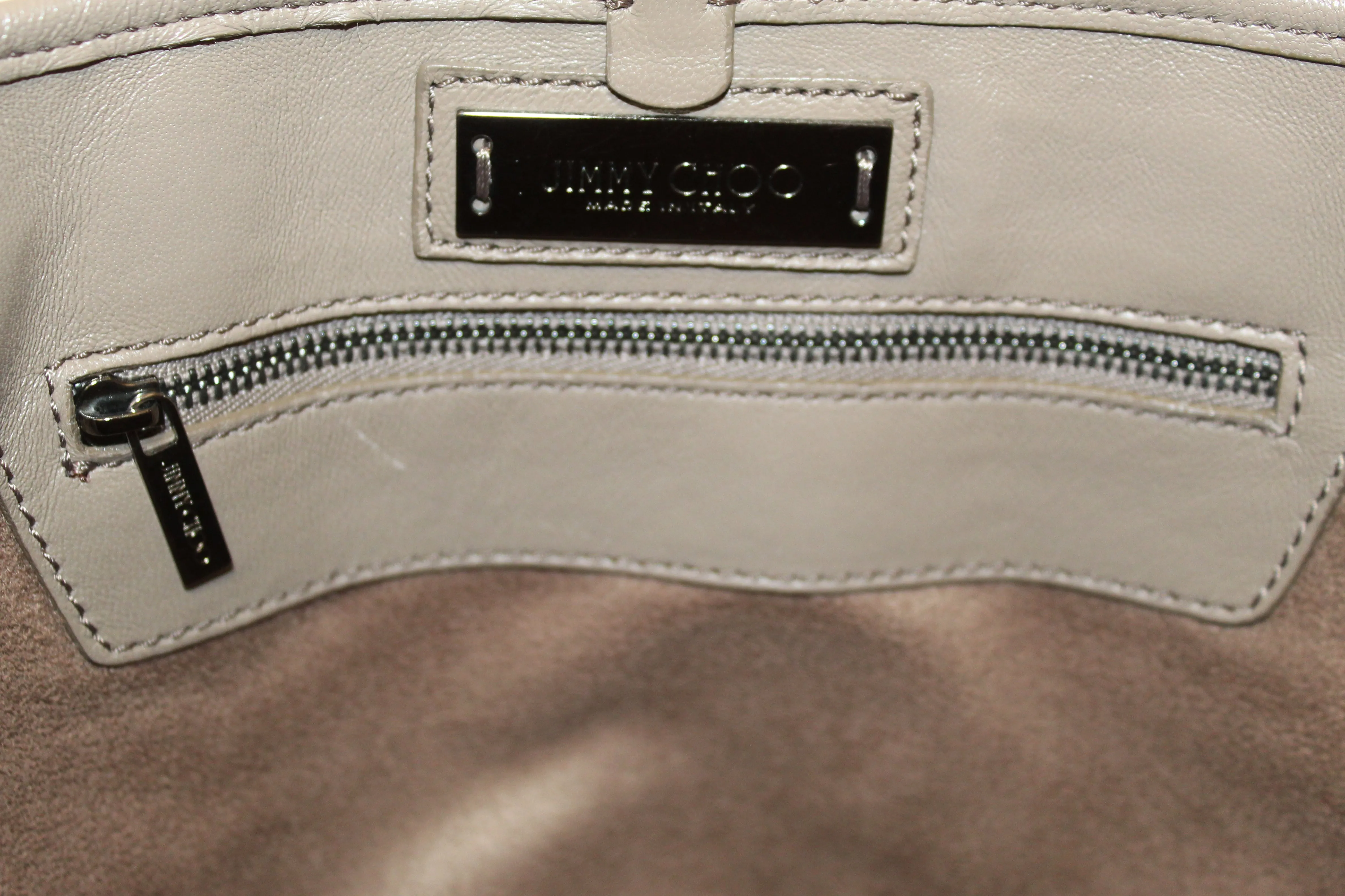 Authentic Jimmy Choo Brown Metallic Fabric with Metal Star Studded Small Tote