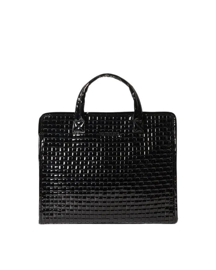 Black Lacquer Woven Medium Box Tote