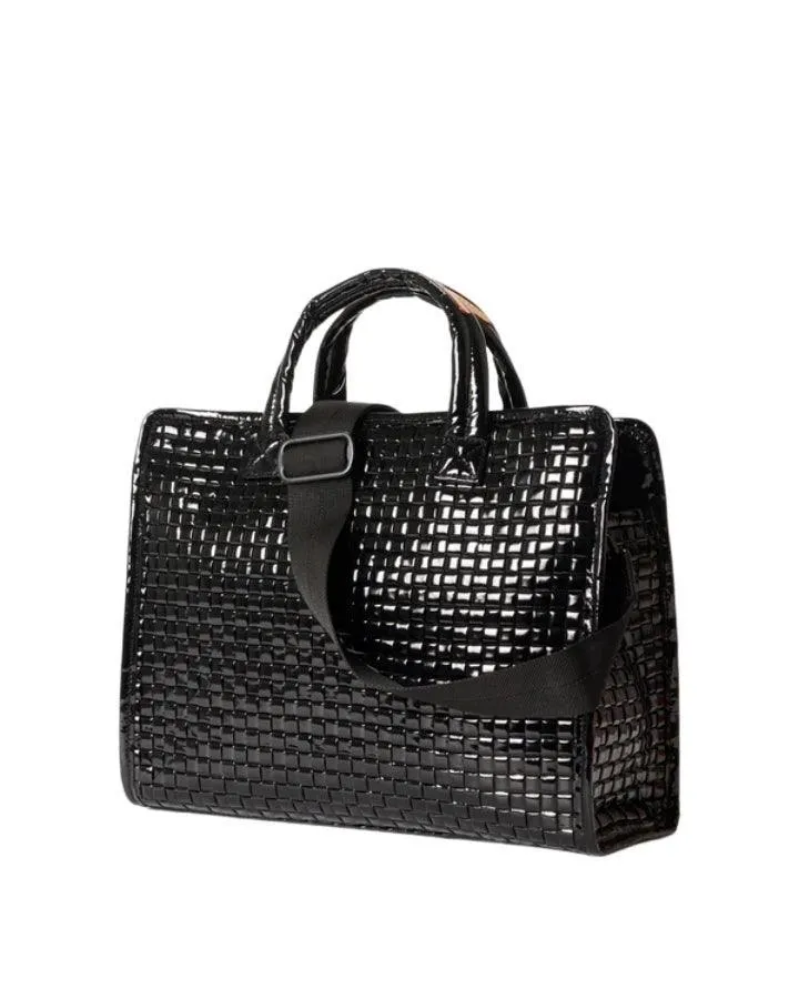 Black Lacquer Woven Medium Box Tote