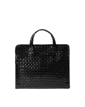 Black Lacquer Woven Medium Box Tote