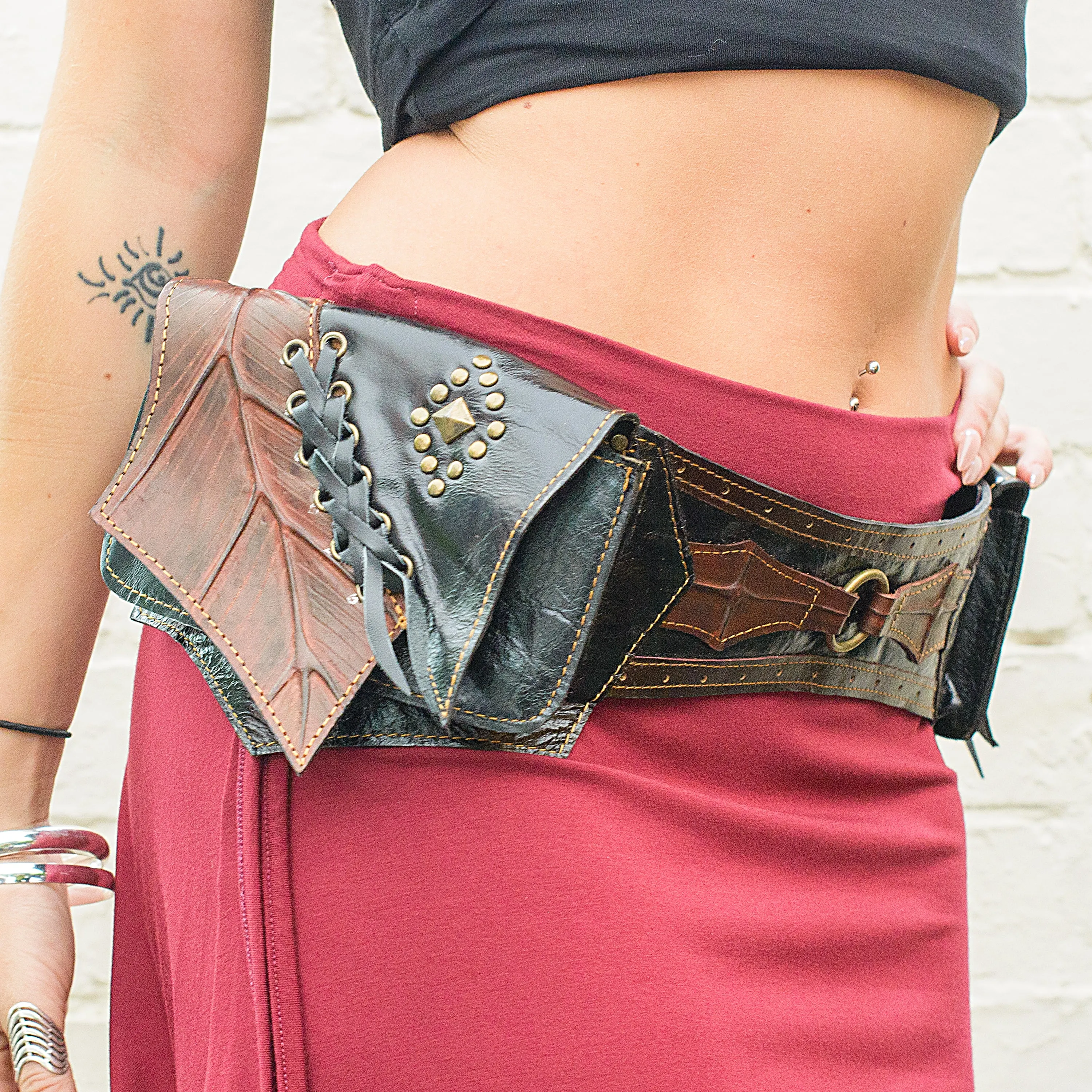 Borealis Leather Pocket Belt in Black