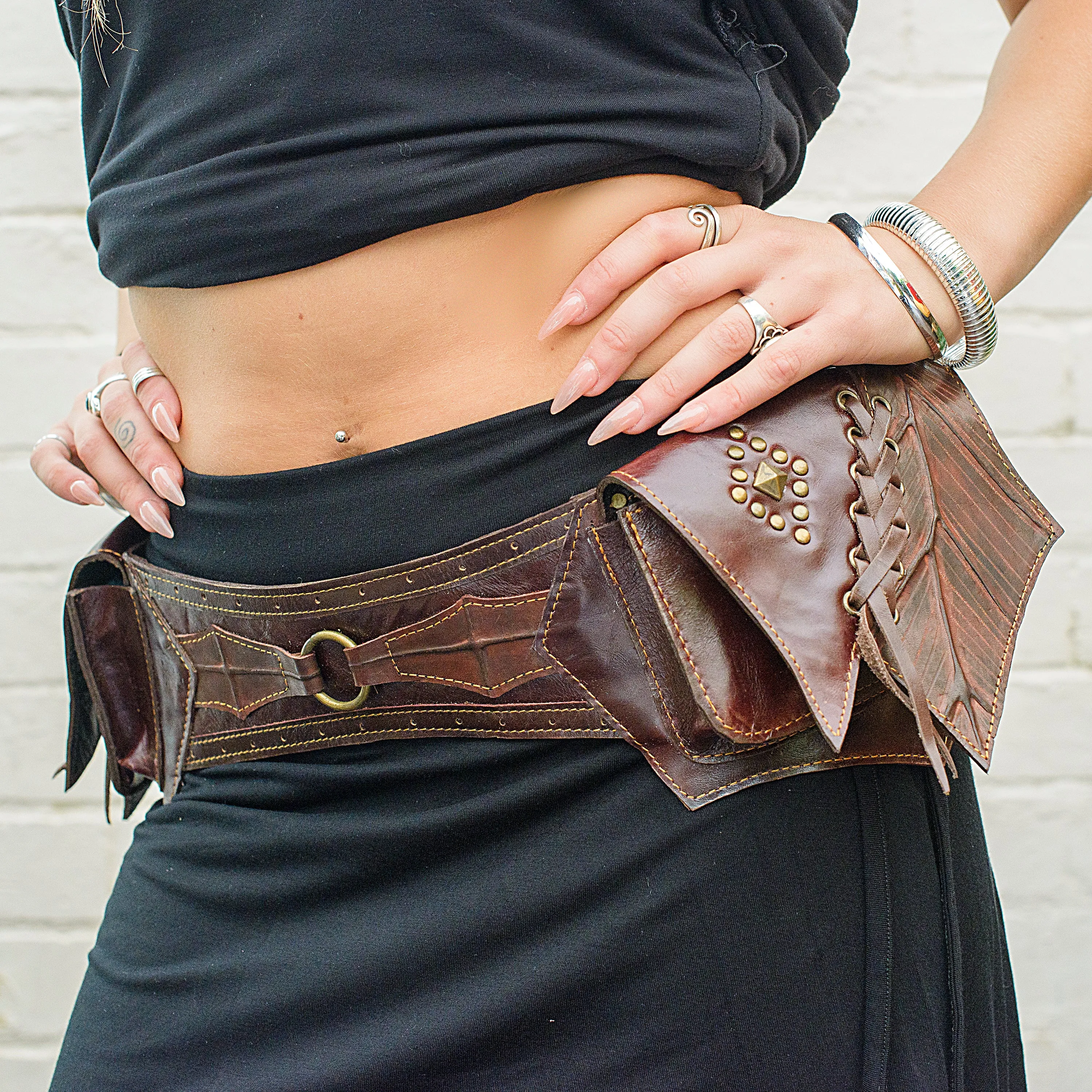Borealis Leather Pocket Belt in Brown