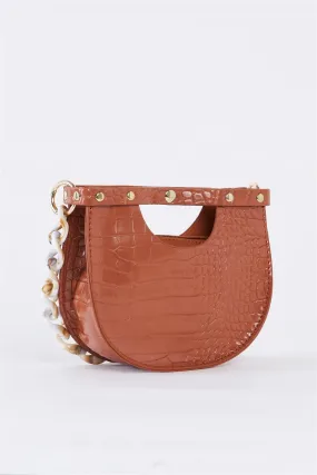 Brown Faux Alligator Skin Fashion Handbag /3 Bags