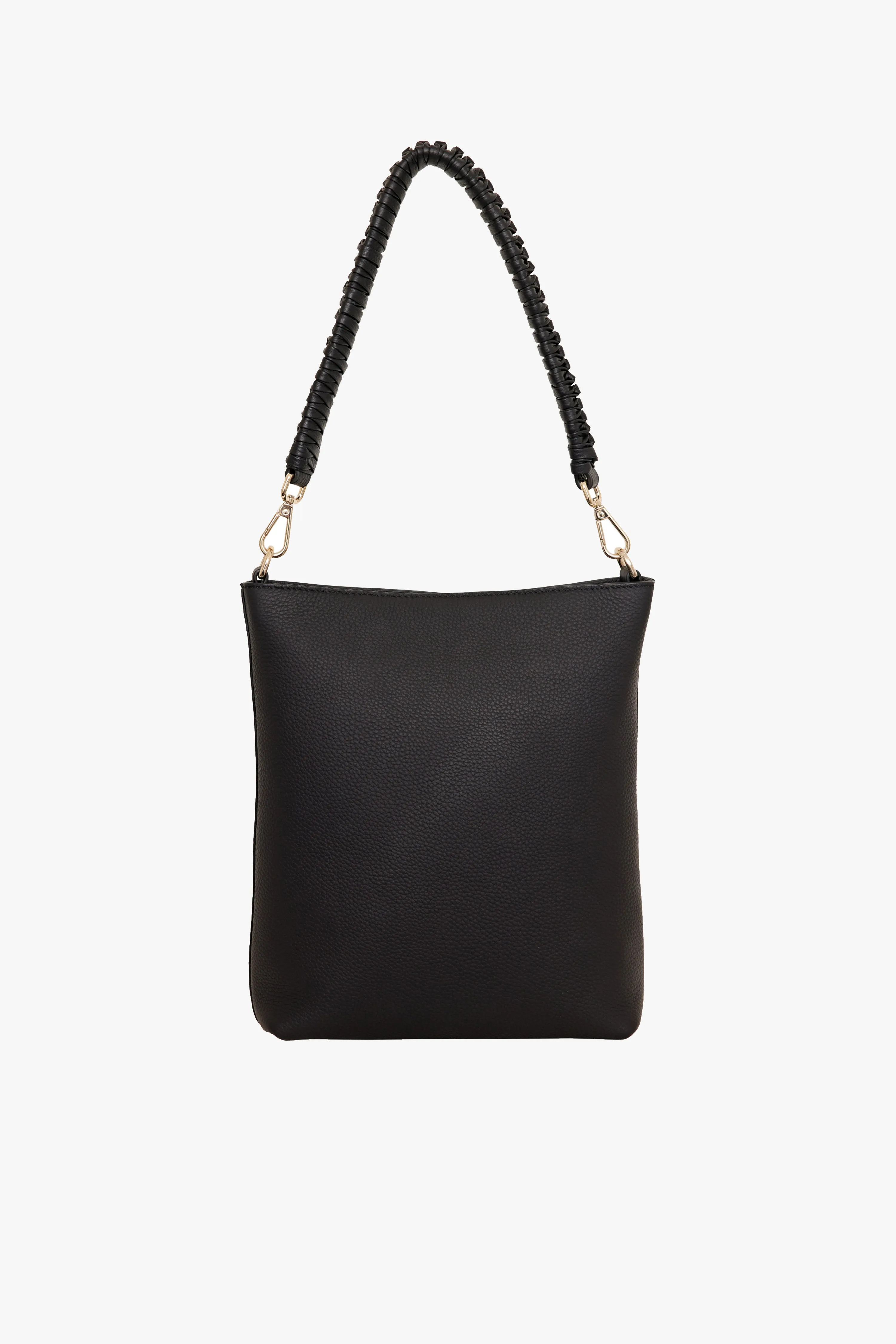 Claudette Black Knotted Handle Leather Shoulder Bag
