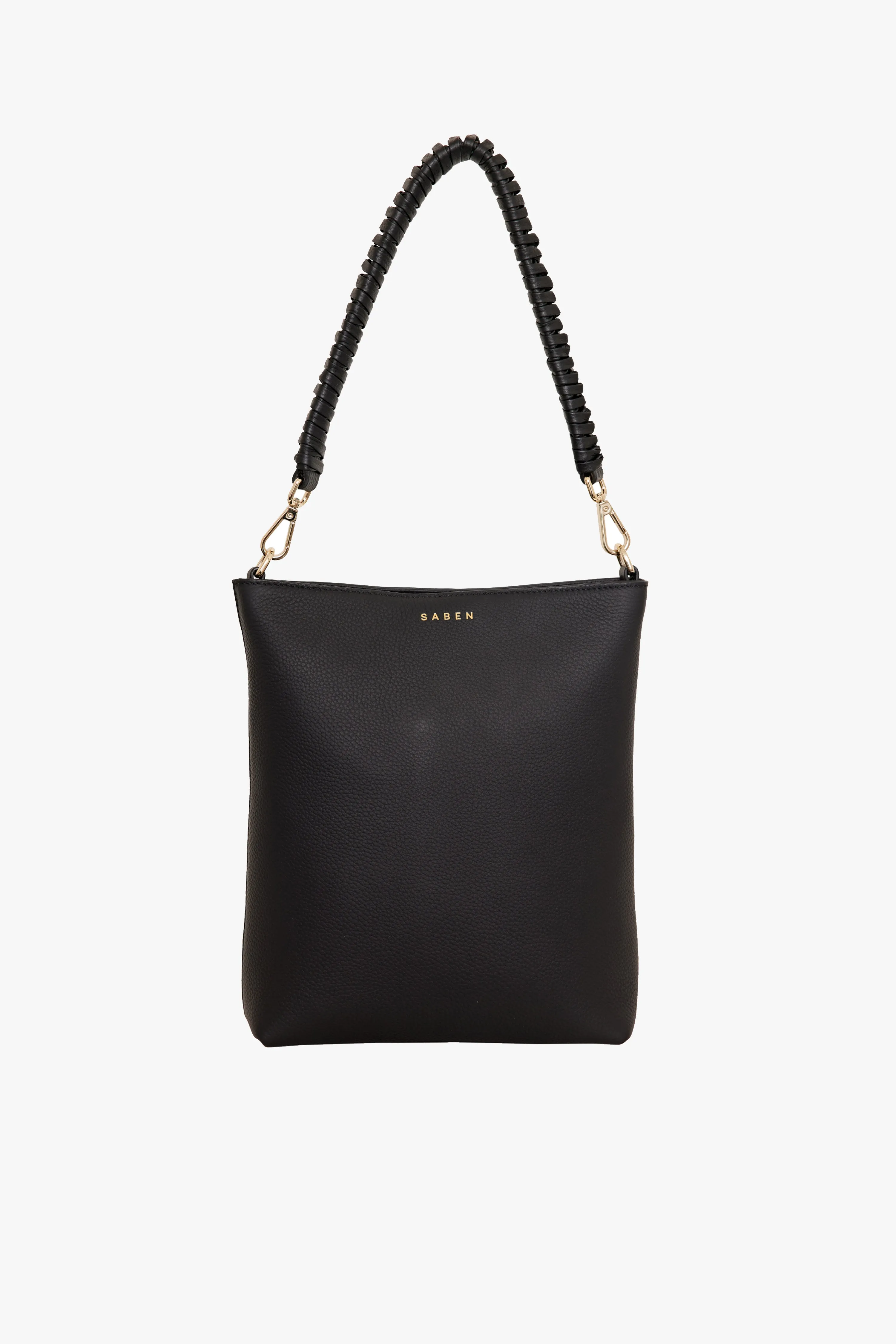Claudette Black Knotted Handle Leather Shoulder Bag