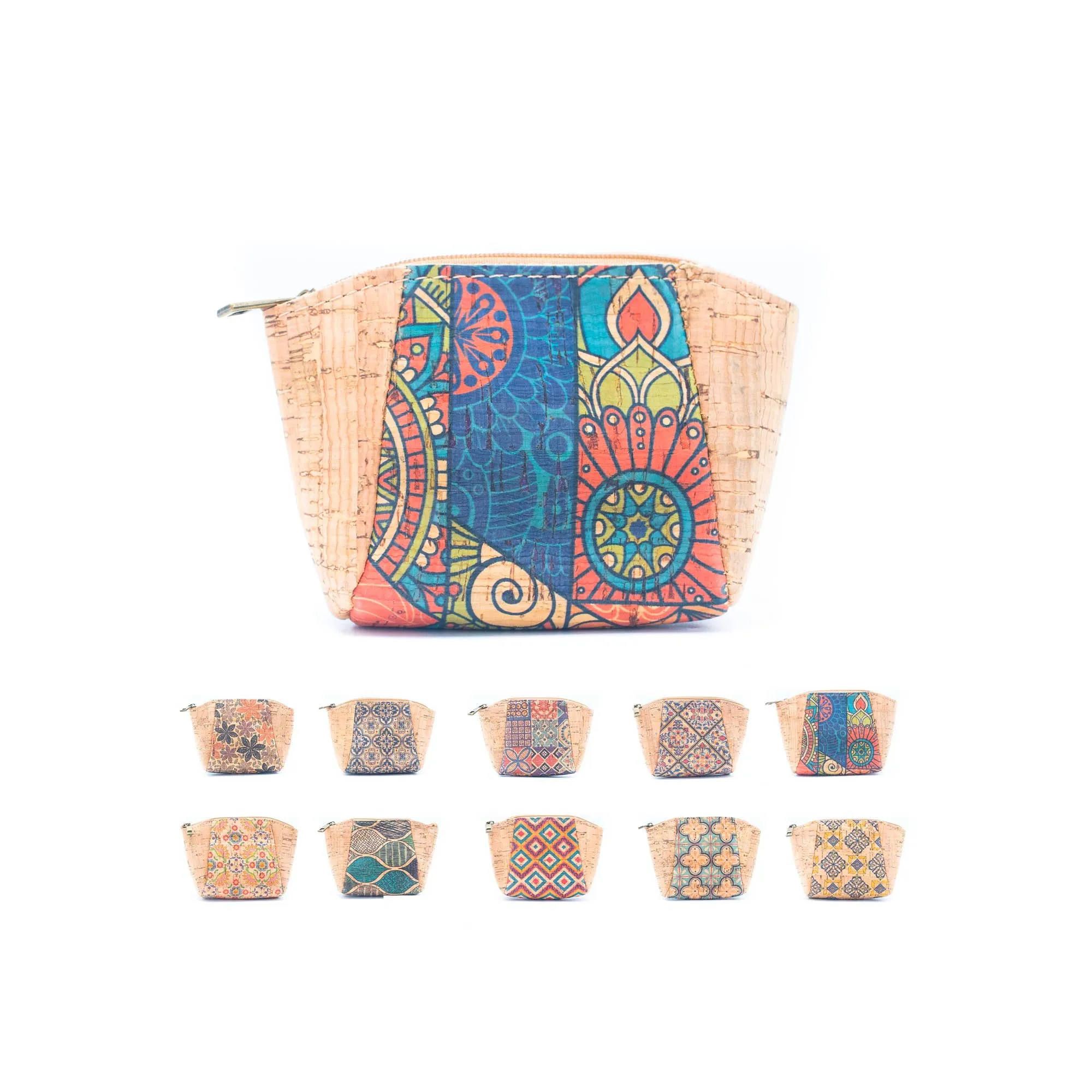 Cork coin purse cube pattern wallet BAGF-003 (10units)