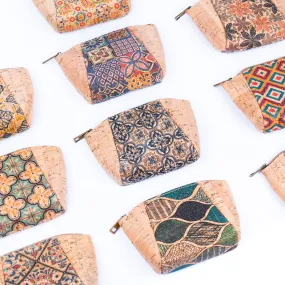 Cork coin purse cube pattern wallet BAGF-003 (10units)
