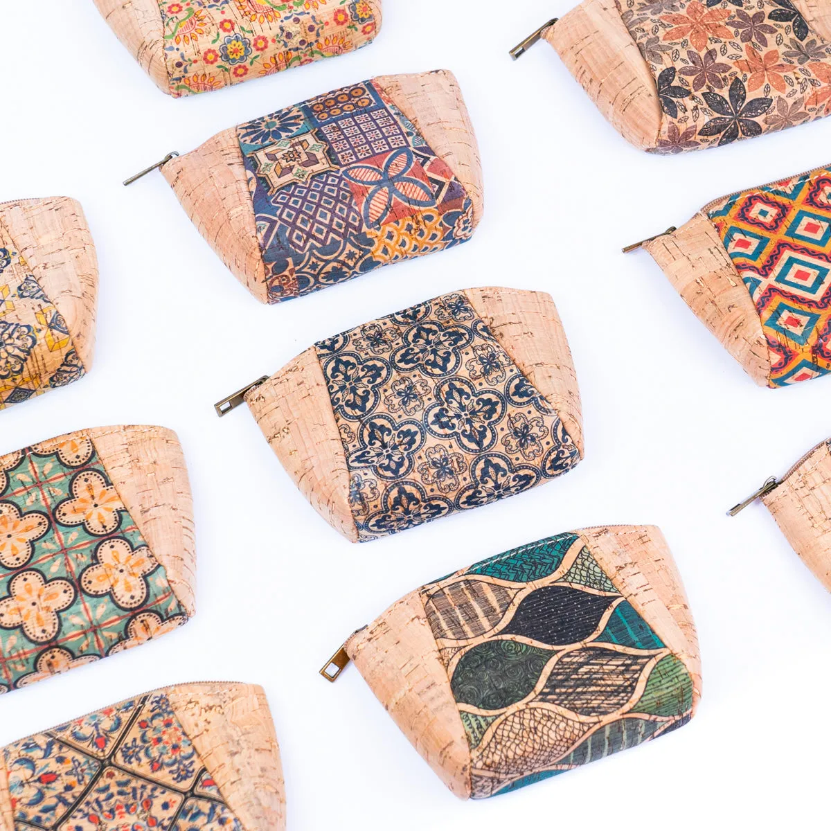 Cork coin purse cube pattern wallet BAGF-003 (10units)