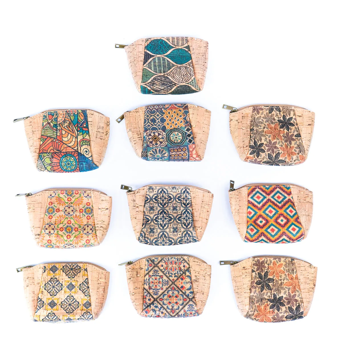 Cork coin purse cube pattern wallet BAGF-003 (10units)
