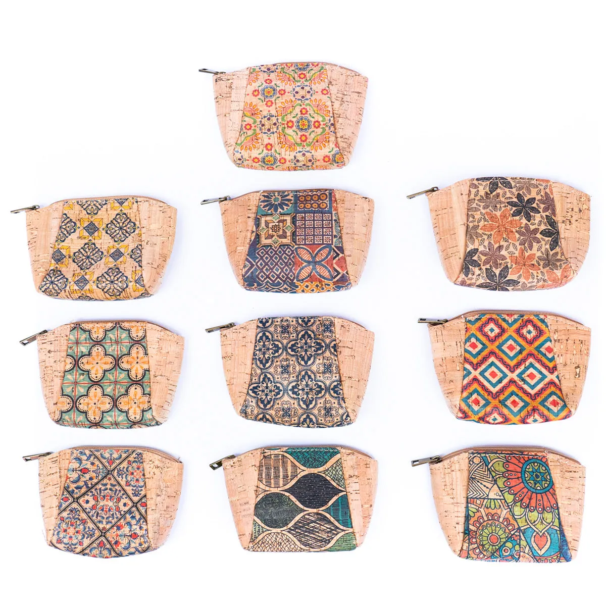 Cork coin purse cube pattern wallet BAGF-003 (10units)