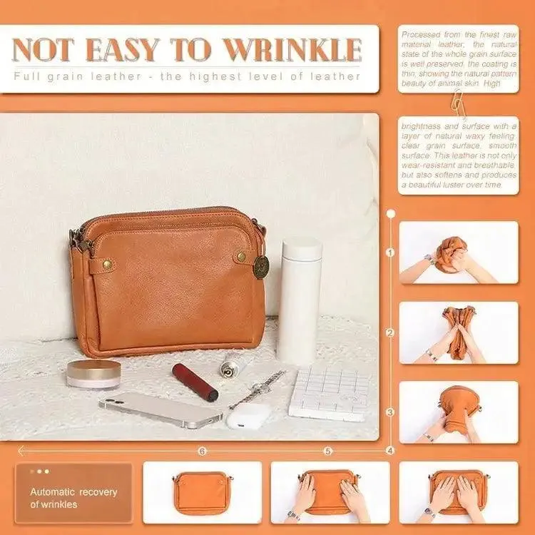 Crossbody Leather Shoulder Bags And Clutches with Three-Layer