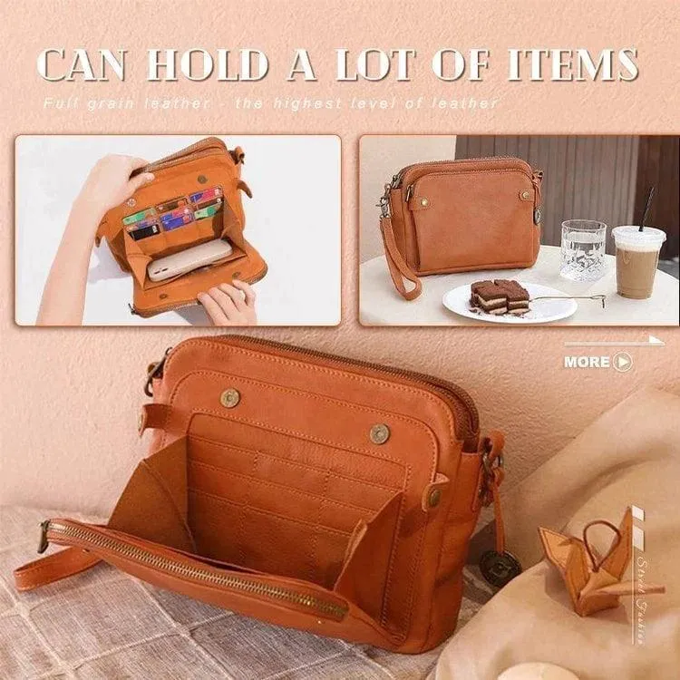 Crossbody Leather Shoulder Bags And Clutches with Three-Layer