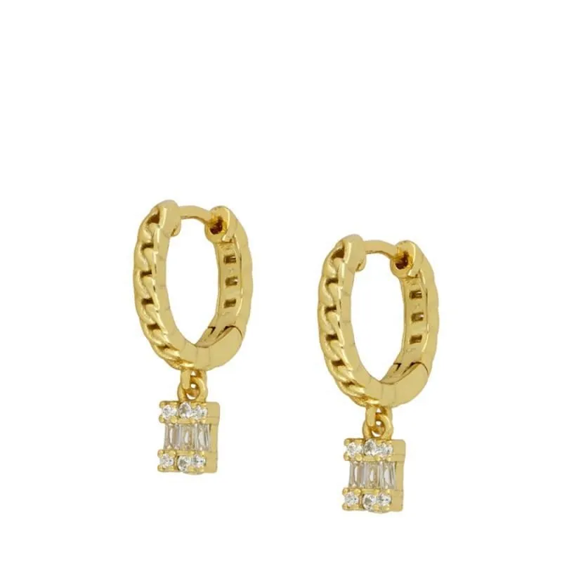 Cubic Zirconia Small Pendant Hoop Earrings For Women