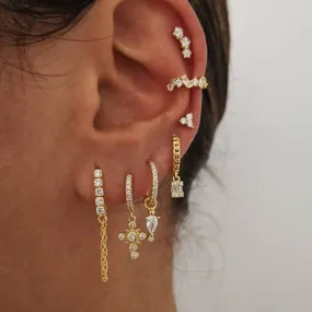 Cubic Zirconia Small Pendant Hoop Earrings For Women