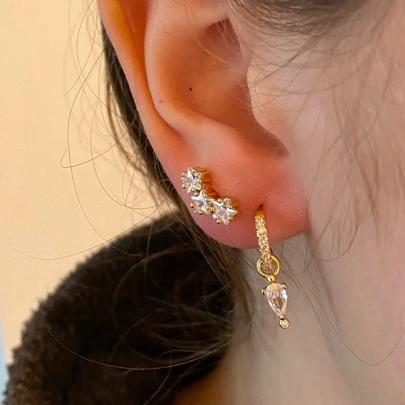 Cubic Zirconia Small Pendant Hoop Earrings For Women