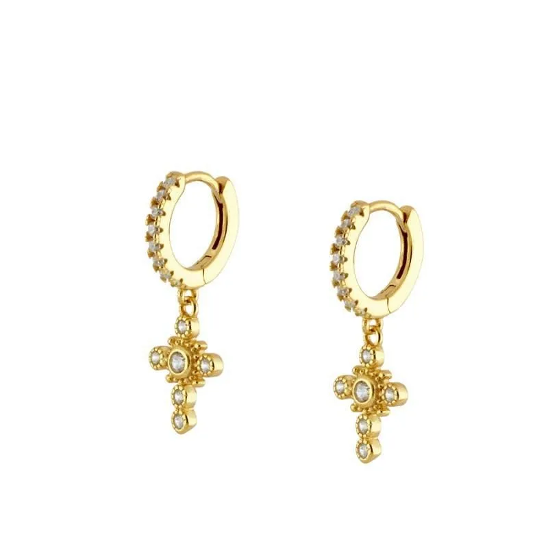 Cubic Zirconia Small Pendant Hoop Earrings For Women