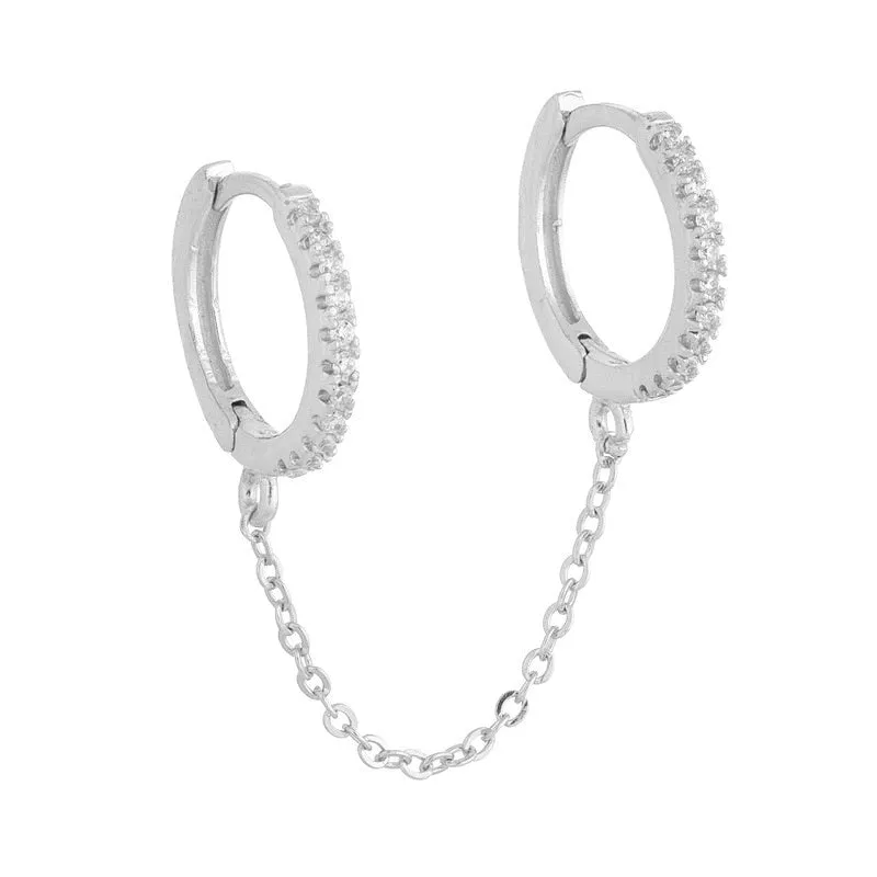Cubic Zirconia Small Pendant Hoop Earrings For Women