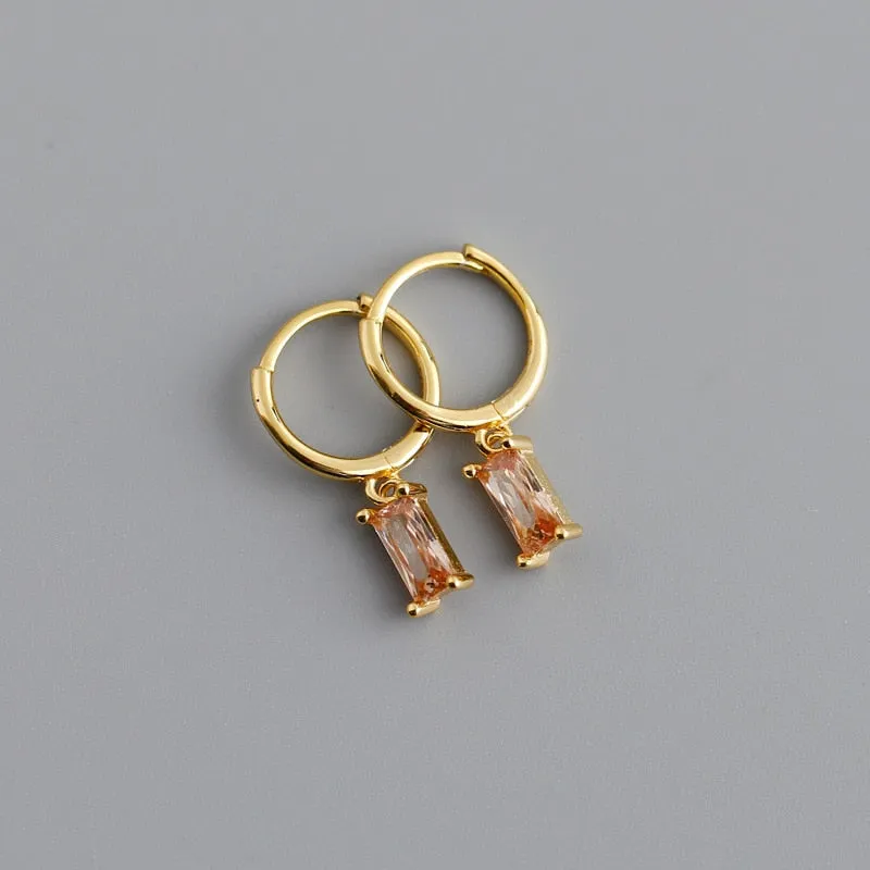Cubic Zirconia Small Pendant Hoop Earrings For Women
